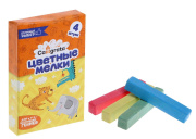 Мелки цветные Calligrata, в наборе 4 штуки, квадратные