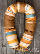 Подушка для беременных и кормления эргономичная АМАМА "Путешественница" коричневый полосатый (чехол 100% хлопок/наполнитель шарики комфорель)