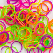 Резиночки и клипсы для плетения браслетов Rainbow Loom Neon Mix (300шт./силикон микс неон/оригинальные)