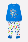 Пижама для мальчика синий с динозаврами Crockid К 1541