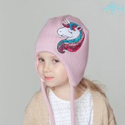 Шапка Hooh loon розовая с единорогами (100% акрил верх, 100% хлопок подклад) Ш320-02361773