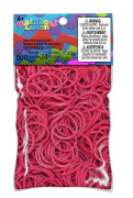 Резиночки и клипсы для плетения браслетов Rainbow Loom Fuchsia (600шт./красный/оригинальные)