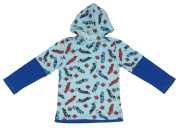 Джемпер длинный для мальчика голубой+машинки Флиско