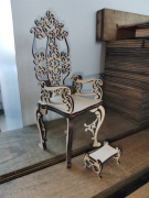 Кукольная мебель HandStyle Трон с банкеткой (для девочки/дерево)