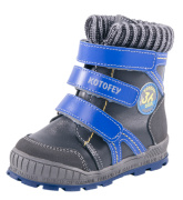 Ботинки для мальчика Котофей 252097-43 (серый+голубой/натуральная кожа)