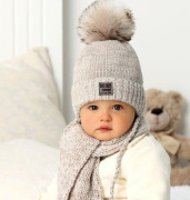 Шапка AJS комплект бежевый (30% шерсть, 70% акрил) 40-409