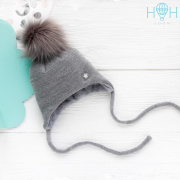 Шапка Hooh loon серая с помпоном (100% акрил верх, 100% хлопок подклад) Ш320-02211718