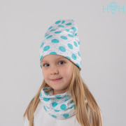 Шапка Hooh loon серый в бирюзовый горошек (95% хлопок, 5% эластан) ШВ19-05641290