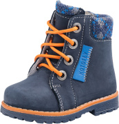 Ботинки для мальчика Котофей 152143-31 (синий+оранжевый/натуральная кожа)