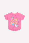 Футболка розовая с кошкой Crockid
