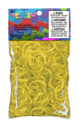 Резиночки и клипсы для плетения браслетов Rainbow Loom Yellow (600шт./гелевый желтый/оригинальные)