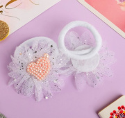 Резинка для волос  "Первоклашка" Выбражулька ((цена за пару) белый, сердечко)