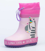 Резиновые сапожки для девочки Котофей 166107-11 (розовый/резина)