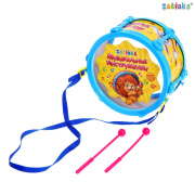 Барабан с палочками Poltoys большой, цвета МИКС (пластик/разноцветие)