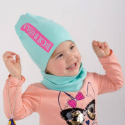 Шапка Hooh loon белый, мята, розовый+снуд (95% хлопок, 5% эластан) ШВ19-04361782