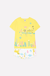 Пижама для девочки сочный лимон+ леопарды на сахаре Crockid К 1535