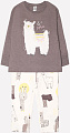 Пижама для девочки кофейный+ламы Crockid К 1545