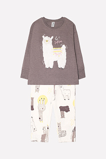 Пижама для девочки кофейный+ламы Crockid К 1545